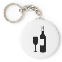 Wine bottle glass keychain