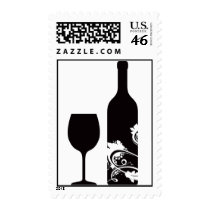 Wine Bottle & Glass Postage Stamps