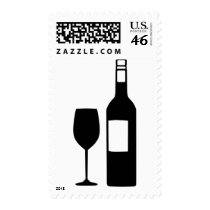 Wine bottle glass postage stamp