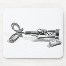 "Wine Bottle Opener" Kitchen Art Watercolor Mouse Mats