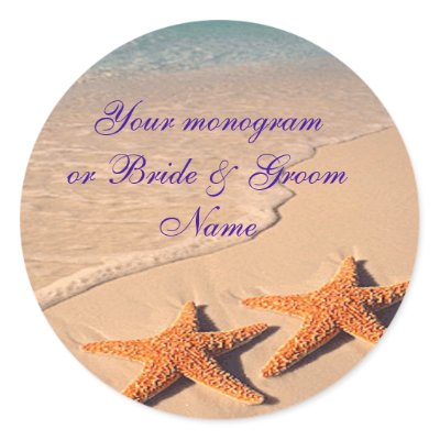 Wine Bottle or Beer Labels Starfish Beach Wedding Sticker