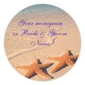 Wine Bottle or Beer Labels Starfish Beach Wedding
