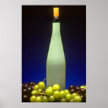 Wine bottle with grapes print