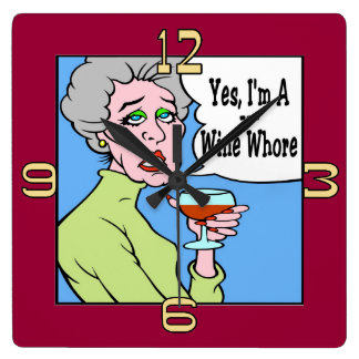 Wine  Cartoon Square Wall Clock