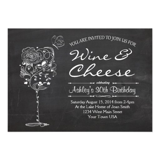 Wine & Cheese Birthday Invitation