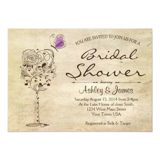 Wine & Cheese Bridal Shower Invitation 5" X 7" Invitation Card