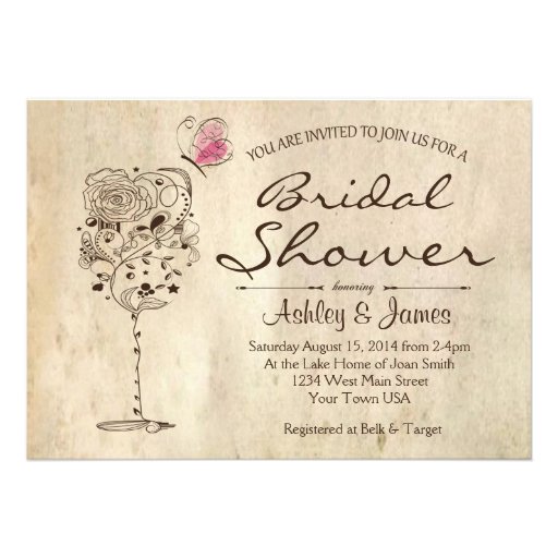 Wine & Cheese Bridal Shower Invitation (front side)