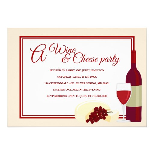 Cheese Wine Party Invitations Templates