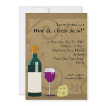 Wine & Cheese Social Party Flat Invitations
