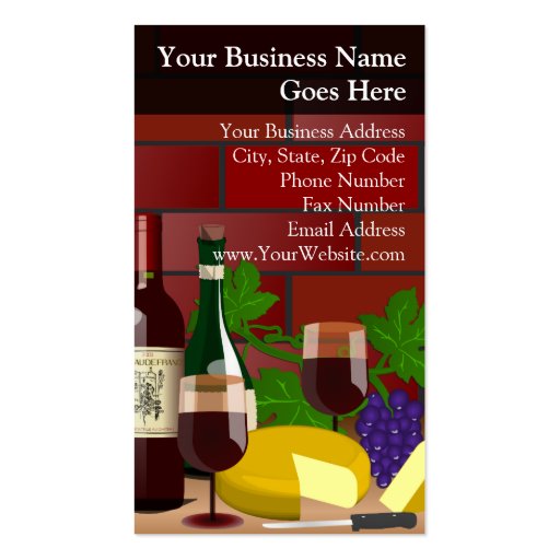 Wine Cheese Table Scene Business Card Templates