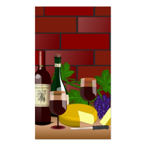 Wine Cheese Table Scene Business Card Templates (back side)