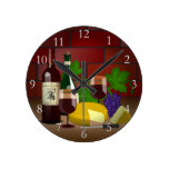 Wine Cheese Table Scene wall clocks