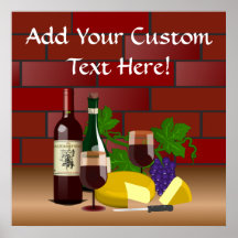 Wine Cheese Table Scene Poster