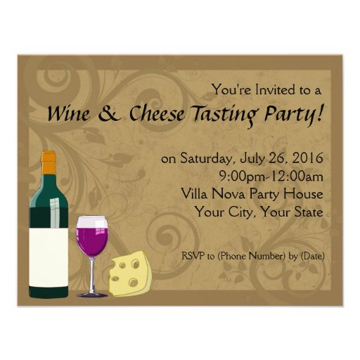 Wine & Cheese Tasting Party Invitations (front side)