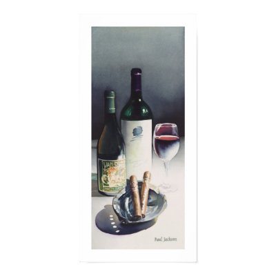 ""Wine & Cigars"" Still Life Watercolor Print