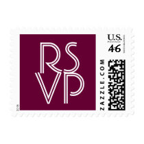 Wine Color Postage Stamp "RSVP" by monogramgallery Wine Color Postage Stamp "RSVP"