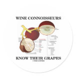 Wine Connoisseurs Know Their Grapes (Humor) Round Sticker