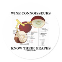 Wine Connoisseurs Know Their Grapes (Humor) Round Sticker