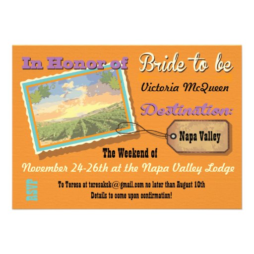 Wine Country Getaway Bachelorette Weekend Invite
