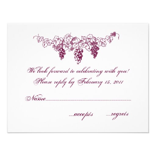 Wine Country Wedding RSVP Announcements (front side)
