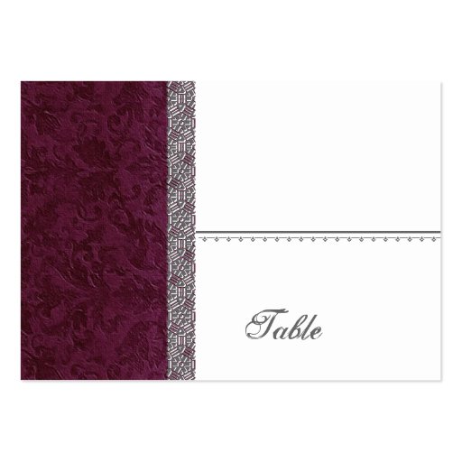 Wine Damask Place Card - Wedding Party Business Card (front side)