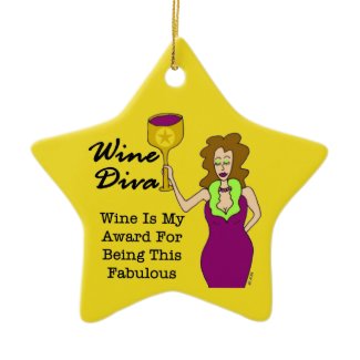 Wine Diva Custom Gold Star Dedication Award ornament
