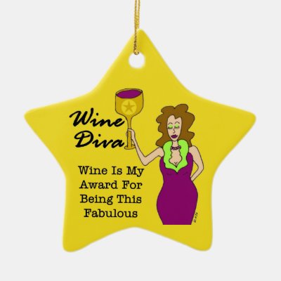 Wine Diva Custom Gold Star Dedication Award Christmas Ornament