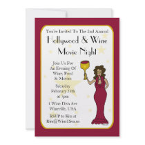 Wine Diva Custom Movie Night Invitations