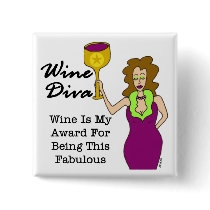 Wine Diva "Fabulous" Pinback Buttons