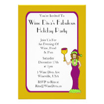 Wine Diva's Fabulous Holiday Party Personalized Invitation at Zazzle