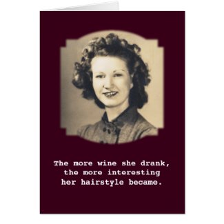 Wine Drinking Hairstyle Vintage Photo Greeting Cards