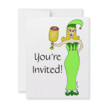 Wine Elf "Drink & Be Merry" Invitations