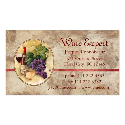 Wine Expert Business Card Templates (front side)