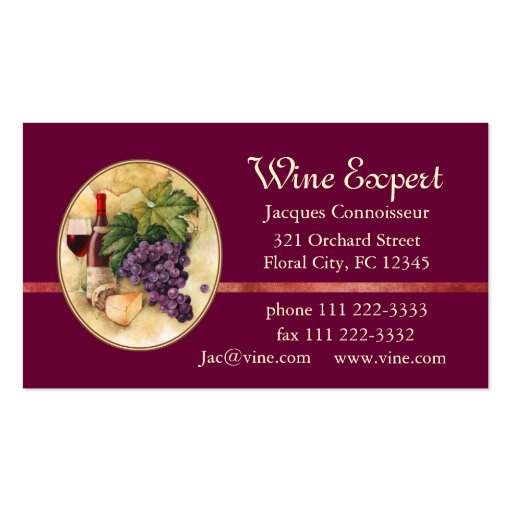 Wine Expert Business Card Templates (front side)