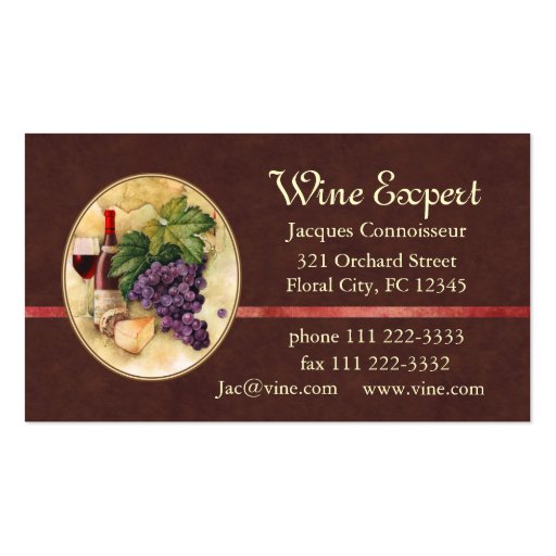 Wine Expert Business Cards (front side)