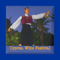 Wine festival in Cyprus. One of local symbols. magnets