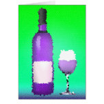 wine glass and bottle : stained glass cards