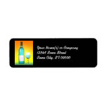 wine glass and bottle : stained glass return address labels