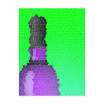wine glass and bottle : stained glass post cards