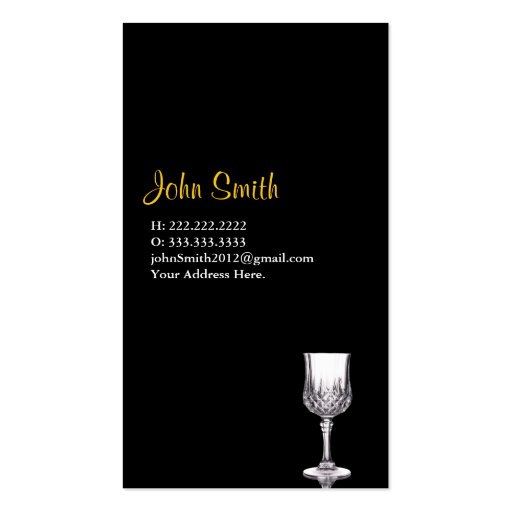 Wine Glass Golden Business Business Card Templates (back side)