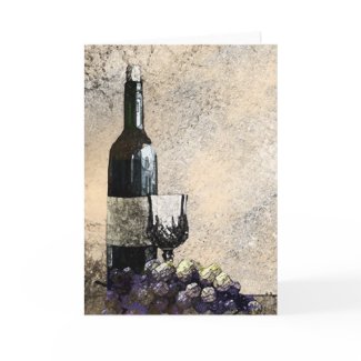 wine glass grapes note card invitation 2 card