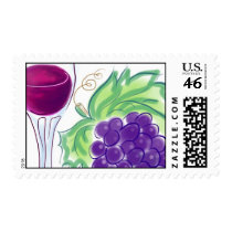 Wine Glass & Grapes Postage
