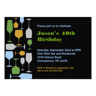 Wine Glasses Birthday Party Invitation