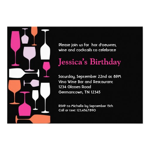 Wine Glasses Birthday Party Invitation (front side)