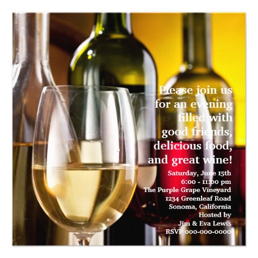 Wine Glasses Bottles Wine Tasting Party Personalized Invites