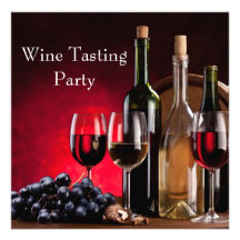 Wine Glasses Bottles Wine Tasting Party Invites