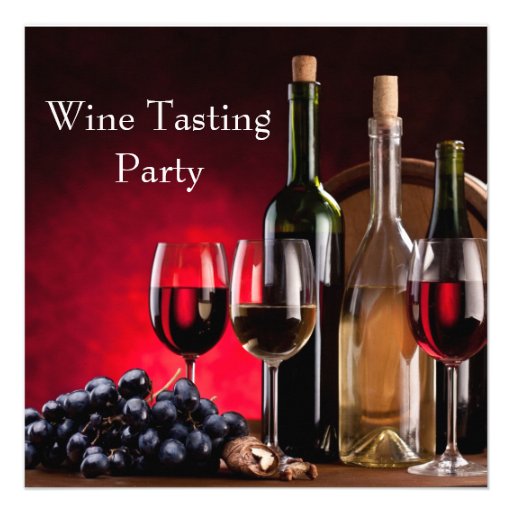 Wine Glasses Bottles Wine Tasting Party Invites (front side)