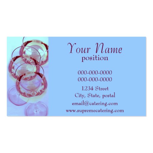 wine glasses catering business card template (back side)