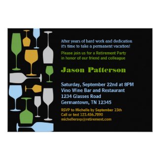 Wine Glasses Retirement Party Invitation