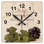wine glasses with grapes kitchen clock